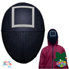 Mặt Nạ Squid Game Lính Gác - Phụ Kiện Thời Trang Phim Trò Chơi Con Mực Đen, Hàng Có Sẵn, Kích Thước 28x20cm