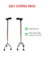 Gậy Di Chuyển Inox 3 Chân & 4 Chân Cho Người Già Chắc Chắn - Điều Chỉnh Chiều Cao, Chống Trơn Trượt, Sử Dụng Nhựa ABS