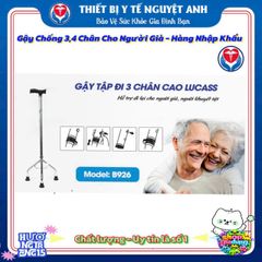 Gậy Đi Bộ Lucass Chống Giật 4 Chân Có Điều Chỉnh Chất Liệu Inox - Hỗ Trợ Người Cao Tuổi, Người Ốm, Phục Hồi Chức Năng