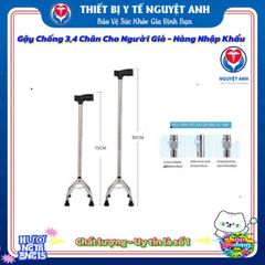 Gậy Đi Bộ Lucass Chống Giật 4 Chân Có Điều Chỉnh Chất Liệu Inox - Hỗ Trợ Người Cao Tuổi, Người Ốm, Phục Hồi Chức Năng