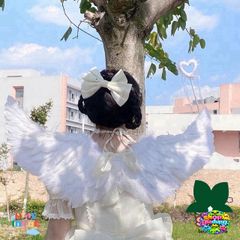 Cánh Thiên Thần Lông Vũ Trắng Đen - Phụ Kiện Cosplay Halloween Sang Trọng, Đạo Cụ Chụp Ảnh, Unisex