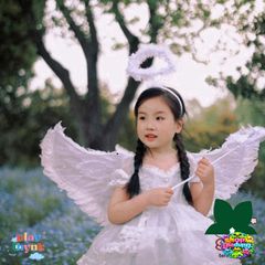 Đôi Cánh Thiên Thần Lông Vũ - Phụ Kiện Hóa Trang Công Chúa, Halloween, Tết Trung Thu Cho Bé - Set 3 Món Độc Đáo