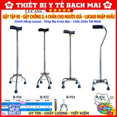 Gậy Tập Đi 4 Chân Hỗ Trợ An Toàn - Gậy Chống Trượt Dành Cho Người Già, Phục Hồi Chức Năng, Điều Chỉnh Chiều Cao Inox Cao Cấp