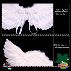 Cánh Thiên Thần Lông Vũ Trắng Đen - Phụ Kiện Hóa Trang Thiên Thần Cho Diễn Xuất và Chụp Ảnh, Nhiều Kích Cỡ Có Sẵn