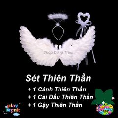 Cánh Thiên Thần Lông Vũ Trắng Đen - Phụ Kiện Hóa Trang Thiên Thần Cho Diễn Xuất và Chụp Ảnh, Nhiều Kích Cỡ Có Sẵn