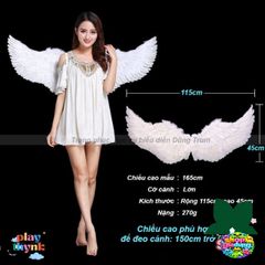Cánh Thiên Thần Lông Vũ Trắng Đen - Phụ Kiện Hóa Trang Thiên Thần Cho Diễn Xuất và Chụp Ảnh, Nhiều Kích Cỡ Có Sẵn