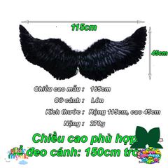 Cánh Thiên Thần Lông Vũ Trắng Đen - Phụ Kiện Hóa Trang Thiên Thần Cho Diễn Xuất và Chụp Ảnh, Nhiều Kích Cỡ Có Sẵn