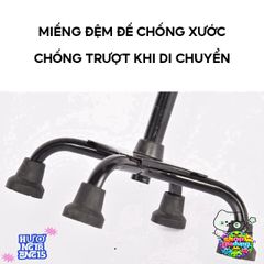 Gậy Chống 4 Chân Nhôm Điều Chỉnh 67-90cm Hỗ Trợ Người Cao Tuổi - Cứng Cáp, An Toàn Dùng Đi Lại