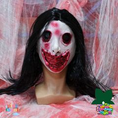 Mặt Nạ Halloween Tóc Bạc Máu - Mặt Nạ Hóa Trang Kinh Dị Dài Tóc Trắng Zombie Cho Tiệc Halloween, Trung Thu, Lễ Hội