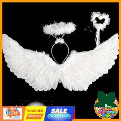 Cánh Thiên Thần Xinh Xắn Cho Bé - Phụ Kiện Hóa Trang Halloween & Giáng Sinh, Size Nhỏ Đến Lớn, Lông Vũ An Toàn, Đồ Dùng Tiệc, Đạo Cụ