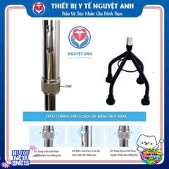 Gậy Chống Đỡ Lucass 4 Chân Inox Chất Lượng Cao - An Toàn Dành Cho Người Cao Tuổi, Phục Hồi Chức Năng, Hỗ Trợ Di Chuyển Ổn Định