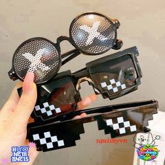 Kính Mắt Thug Life 6 Chấm Đen & Hồng - Phong Cách Minecraft Trẻ Trung, Thời Trang Nữ - Miễn Phí Ship Từ 50K
