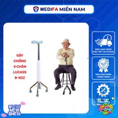 Gậy Chống Lucass BK32 Cho Người Già - Gậy Tập Đi 4 Chân Dễ Điều Chỉnh, Chất Liệu Hợp Kim Mạ Crom Chống Trơn Trượt