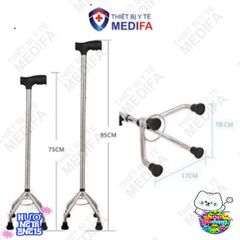 Gậy Chống Lucass BK32 Cho Người Già - Gậy Tập Đi 4 Chân Dễ Điều Chỉnh, Chất Liệu Hợp Kim Mạ Crom Chống Trơn Trượt