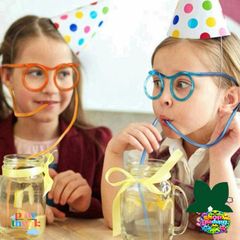 Ống Hút Hình Kính Mắt Đa Sắc Cho Trẻ Em - An Toàn, Tái Sử Dụng, Đồ Chơi Sáng Tạo Cho Tiệc Tùng