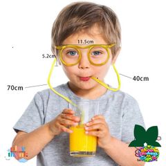 Ống Hút Hình Kính Mắt Đa Sắc Cho Trẻ Em - An Toàn, Tái Sử Dụng, Đồ Chơi Sáng Tạo Cho Tiệc Tùng