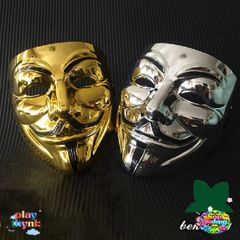Mặt Nạ Vàng Bóng Anonymous 2023 - Mặt Nạ Hacker Độc Đáo, Chất Lượng Cao, Phù Hợp Cho Halloween & Fan Văn Hóa Phim Vendetta