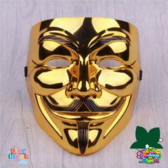 Mặt Nạ Vàng Bóng Anonymous 2023 - Mặt Nạ Hacker Độc Đáo, Chất Lượng Cao, Phù Hợp Cho Halloween & Fan Văn Hóa Phim Vendetta