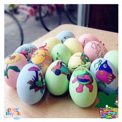 Trứng Giả Nhựa Tô Vẽ Nghệ Thuật - Mô Hình Quả Trứng Gà, Dễ Cầm, 3 Màu Sắc Đặc Biệt, Đồ Chơi Nghệ Thuật Sáng Tạo