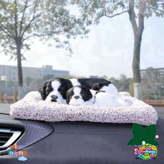 Thú Bông Cún Xám Đôi - Mẹ Con Đáng Yêu Lọc Không Khí & Khử Mùi Cho Ô Tô, Phụ Kiện Trang Trí Hữu Ích Cho Gia Đình