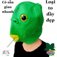 Mặt Nạ Silicone Hóa Trang Đầu Cá Xanh - Đạo Cụ Cosplay Vui Nhộn Cho Tiệc Halloween, Lễ Hội, Giáng Sinh