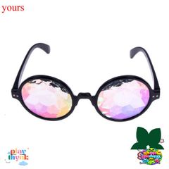 Kính Mắt Vạn Hoa Trong Suốt - Gọng Đen/Hồng, Phong Cách Tiệc Tùng và Halloween, Kính Ánh Cầu Vồng Thời Trang