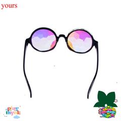 Kính Mắt Vạn Hoa Trong Suốt - Gọng Đen/Hồng, Phong Cách Tiệc Tùng và Halloween, Kính Ánh Cầu Vồng Thời Trang
