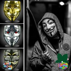 Mặt Nạ V for Vendetta Halloween Đen Trắng - Mặt Nạ Guy Fawkes Dành Cho Người Lớn - Trang Phục Lễ Hội, Biểu Diễn COS