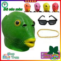 Mặt Nạ Cá Chép Silicon Xanh Lá Hài Hước - Trang Phục Halloween Độc Đáo, Đồ Hóa Trang Cho Tiệc Tùng và Sự Kiện Vui Nhộn