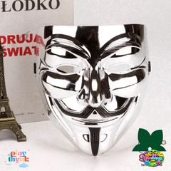 Mặt Nạ Hacker Độc Đáo - Phụ Kiện Cosplay Halloween Vàng Bạc Đen Trắng - Giả Trang Anonymouse Chất Liệu Nhựa Dẻo