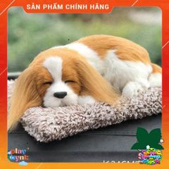 Thú Bông Cún Đôi Trắng Vàng Tai Dài - Khử Mùi Và Lọc Không Khí - Đồ Trang Trí Xe Hơi Dễ Thương 28x20cm