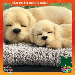 Thú Bông Cún Đôi Trắng Vàng Tai Dài - Khử Mùi Và Lọc Không Khí - Đồ Trang Trí Xe Hơi Dễ Thương 28x20cm