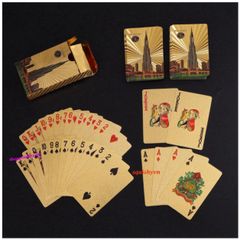 Bộ bài tây poker đen cao cấp PVC chống nước - 54 lá mạ vàng 24k thời thượng, độc đáo cho chơi bài và ảo thuật