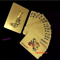 Bộ bài tây poker đen cao cấp PVC chống nước - 54 lá mạ vàng 24k thời thượng, độc đáo cho chơi bài và ảo thuật