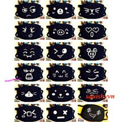 Khẩu Trang Chống Bụi Cotton Đen In Hình EXO, BTS, Hacker, Ngôi Sao - Phong Cách Thời Trang Cho Nam Nữ