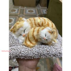 Mẹ Con Mèo Vằn Vàng Thú Bông Khử Mùi Ô Tô - Gấu Bông Than Hoạt Tính 99% Giống Thật, Trang Trí Xe Hơi Đẹp Mắt, Hút Ẩm, Bảo Vệ Sức Khỏe