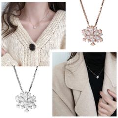 Dây Chuyền Hoa Tuyết Đính Đá Pha Lê Thời Trang - Vòng Cổ Thủy Tinh Thời Thượng, Phụ Kiện Sang Trọng, Tặng Cho Người Thân