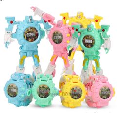 Đồng Hồ Đeo Tay Robot Biến Hình - Đồng Hồ Kỹ Thuật Số và Đồ Chơi Chiếu Hình Dành Cho Bé Trai Từ 3-12 Tuổi
