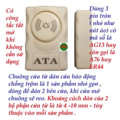 Bộ 2 Chuông Cửa Từ Báo Động Chống Trộm ATA AT-007 - Thiết Bị An Ninh Gia Đình, Bảo Hành 12 Tháng, Âm Thanh 105dB