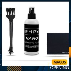Bộ vệ sinh laptop, iPad, máy ảnh 3 món tiện lợi - Dung dịch nano-silver an toàn, chổi quét và khăn mịn - Kit vệ sinh đa năng