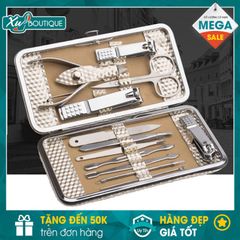 Bộ Dụng Cụ Chăm Sóc Móng Tay Cao Cấp 9 Món & 12 Món Màu Gold - Bấm, Cắt, Dũa, Lấy Ráy Tai, Que Nặn Mụn Sang Trọng, Tiện Lợi