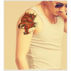 Hình Xăm Dán Nam Tatoo Đầu Sói 15 x 21 cm - Hình Xăm Tạm Thời Độc Đáo, Dễ Sử Dụng, Không Đau