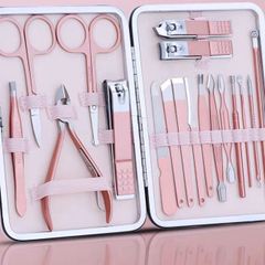Bộ Cắt Móng Tay 18 Món Tiện Dụng - Dụng Cụ Chăm Sóc Móng Cao Cấp Hồng Sang Trọng, Gọn Nhẹ, Thời Trang