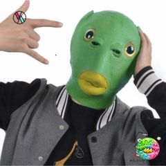 Mặt Nạ Hóa Trang Đầu Cá Xanh Silicone - Đồ Cosplay Dễ Thương Cho Tiệc Halloween và Lễ Hội
