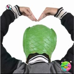 Mặt Nạ Hóa Trang Đầu Cá Xanh Silicone - Đồ Cosplay Dễ Thương Cho Tiệc Halloween và Lễ Hội