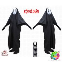 Bộ Cosplay Áo Vô Diện Halloween - Áo Choàng, Mặt Nạ và Găng Tay Đen Dài, Phù Hợp Với Fan Siêu Anh Hùng