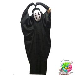 Bộ Cosplay Áo Vô Diện Halloween - Áo Choàng, Mặt Nạ và Găng Tay Đen Dài, Phù Hợp Với Fan Siêu Anh Hùng