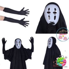 Bộ Cosplay Áo Vô Diện Halloween - Áo Choàng, Mặt Nạ và Găng Tay Đen Dài, Phù Hợp Với Fan Siêu Anh Hùng