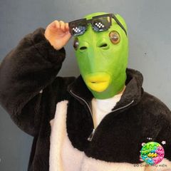 Mặt Nạ Hóa Trang Cá Xanh và Ếch Xanh Hài Hước - Phụ Kiện Cosplay Halloween Độc Lạ, Gây Cười, Viral Trên Mạng Xã Hội