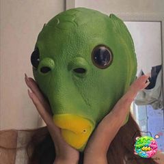 Mặt Nạ Quái Vật Đầu Cá Xanh Lá Latex Thời Trang Halloween - Phụ Kiện Đi Dự Tiệc Tiktok, Đạo Cụ Nhập Vai